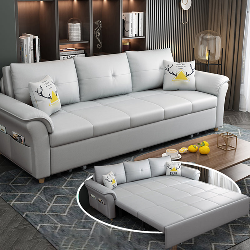 Square Arm Sofa with Loose Back Convertible Sleeper with Storage and Foldable