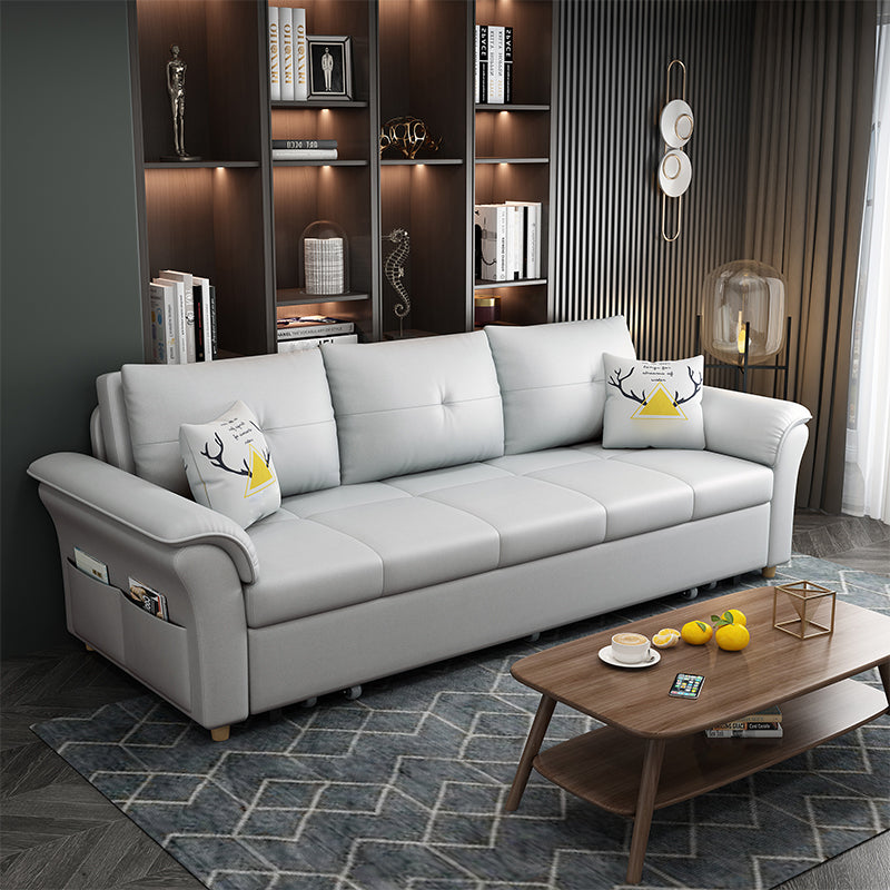 Square Arm Sofa with Loose Back Convertible Sleeper with Storage and Foldable