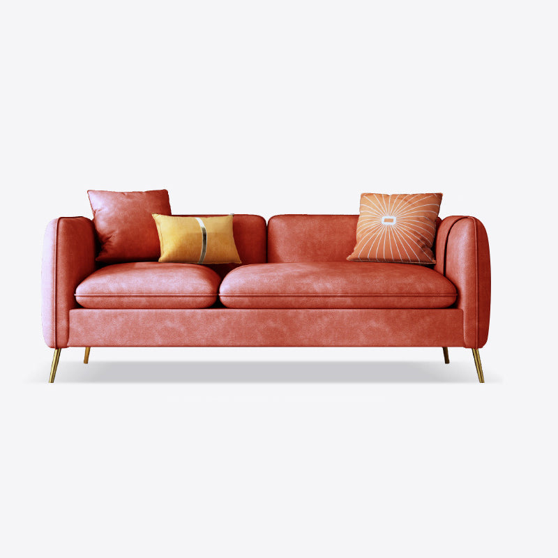 Mid-Century Modern Tuxedo Arm Sofa Faux Leather 29.92" High Seating
