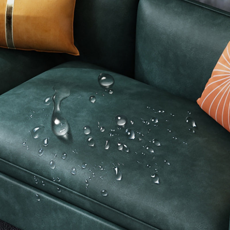 Mid-Century Modern Tuxedo Arm Sofa Faux Leather 29.92" High Seating