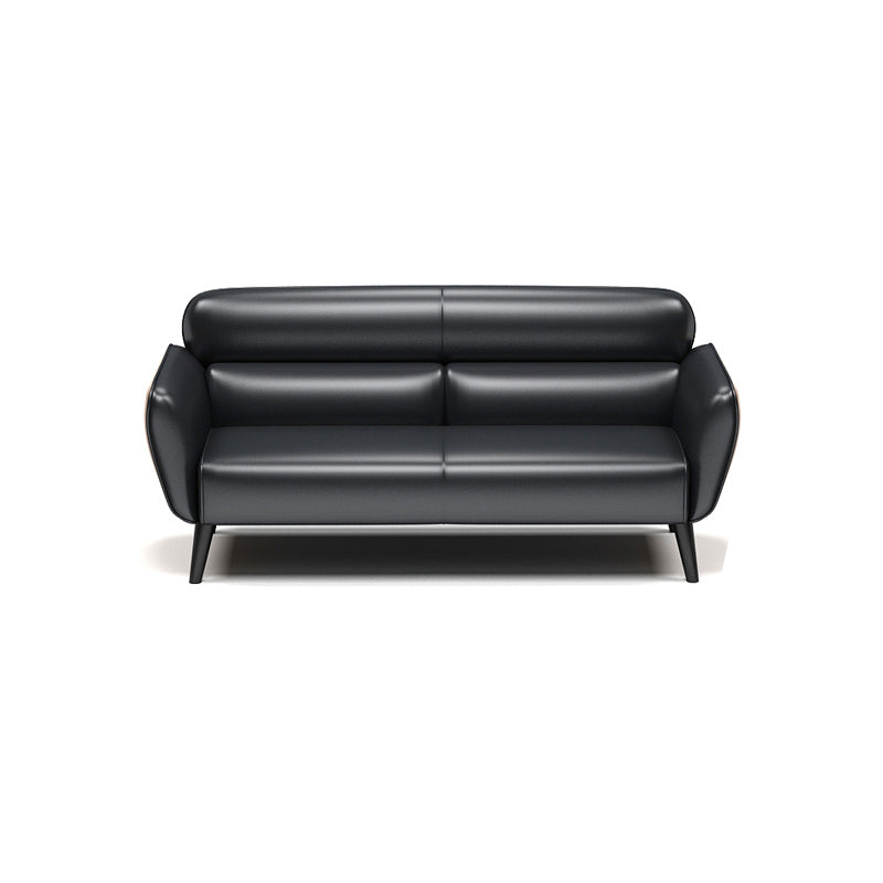 Faux Leather Square Arm Sofa Foam Filled Sewn Pillow Back Sofa for Living Room