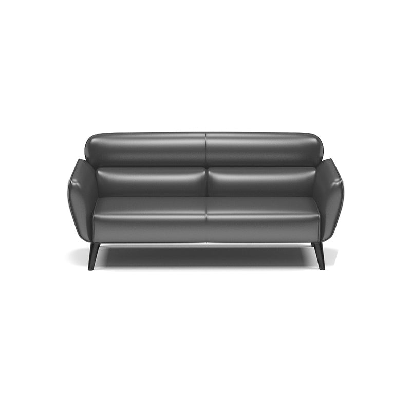 Faux Leather Square Arm Sofa Foam Filled Sewn Pillow Back Sofa for Living Room
