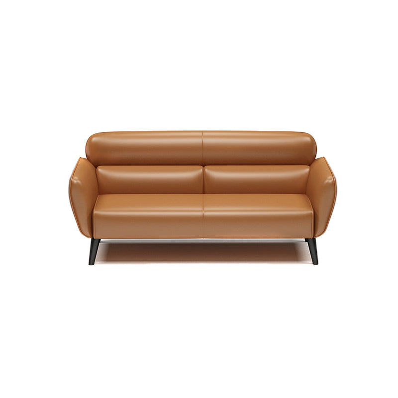 Faux Leather Square Arm Sofa Foam Filled Sewn Pillow Back Sofa for Living Room