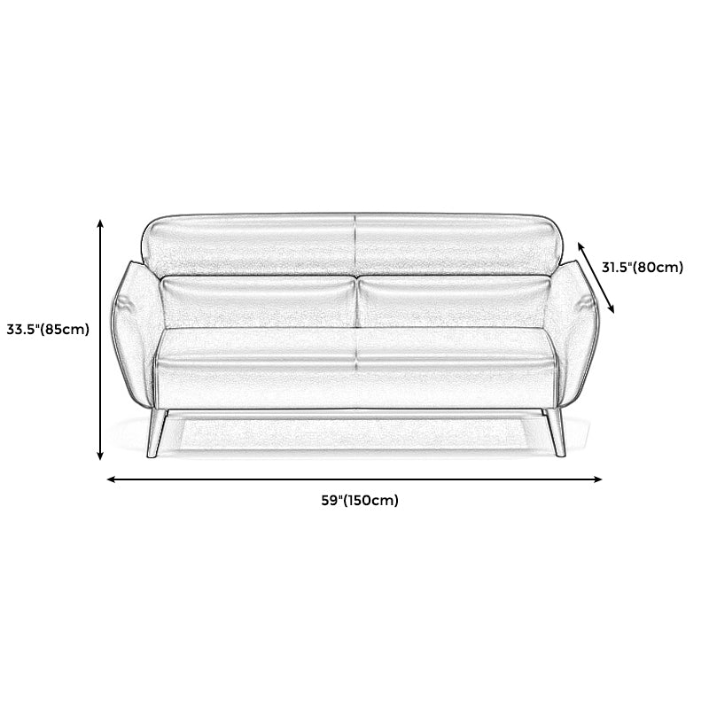 Faux Leather Square Arm Sofa Foam Filled Sewn Pillow Back Sofa for Living Room