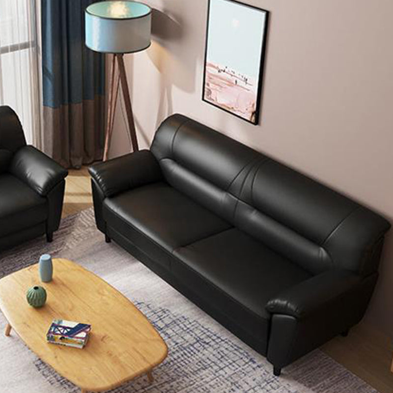 Sofá de brazo de almohada moderno de 3 asientos de cuero 70.87 "/55.12" W almohada de almohada cosida