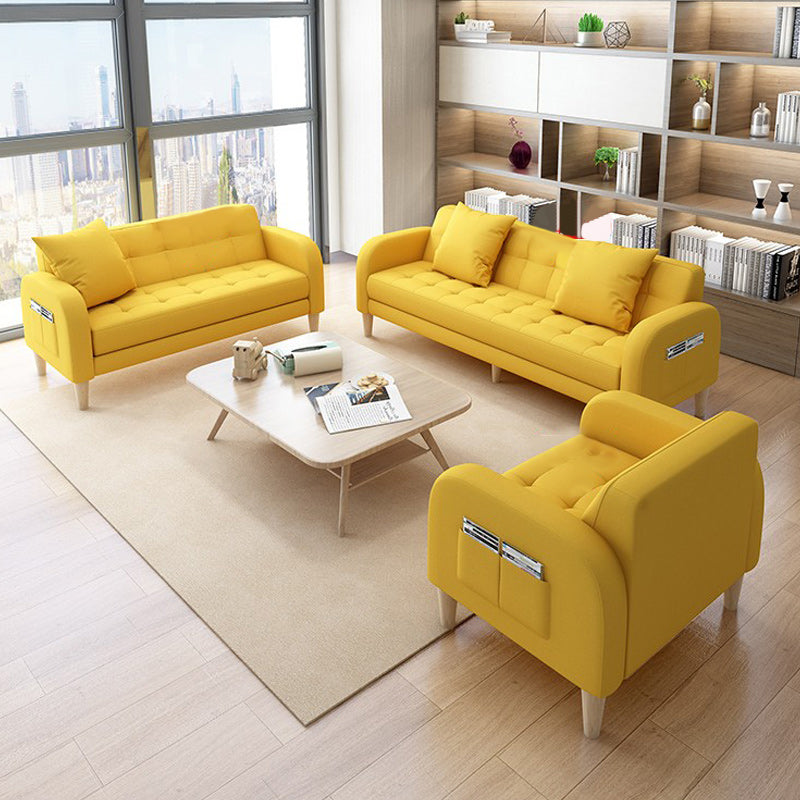 25.59'W Modern Square Arm Linen Standard Sofa for Living Room