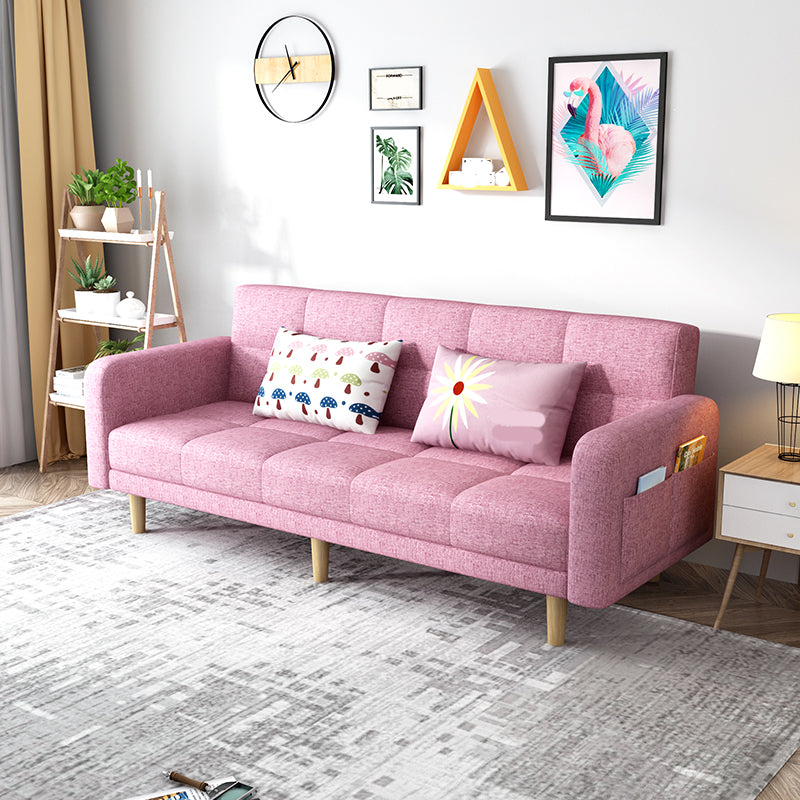 Beige hedendaagse koekje back sofa 25.6 "hoge vierkante armbank