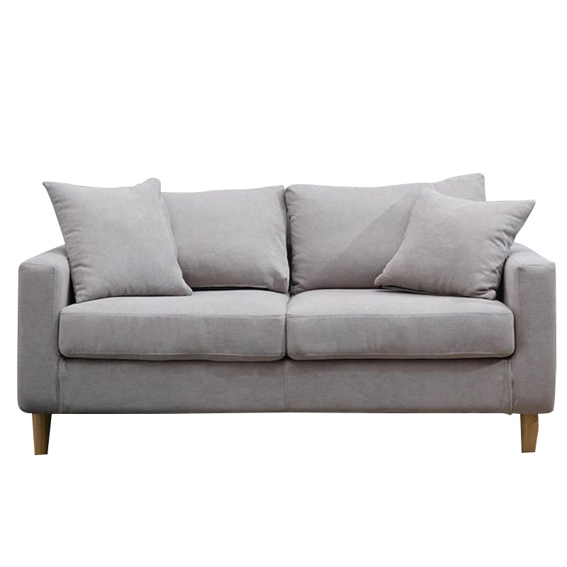Modern Sofa Couch  Wooden Base Solid Color Fabric Loveseat Square Arm Sofa for Living Room