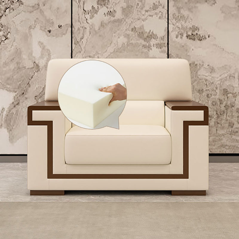 Contemporary Tight Back Standard Sofa 35.43"High Square Arm Sofa, Beige