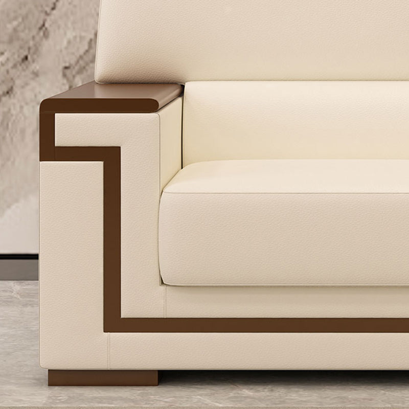 Contemporary Tight Back Standard Sofa 35.43"High Square Arm Sofa, Beige