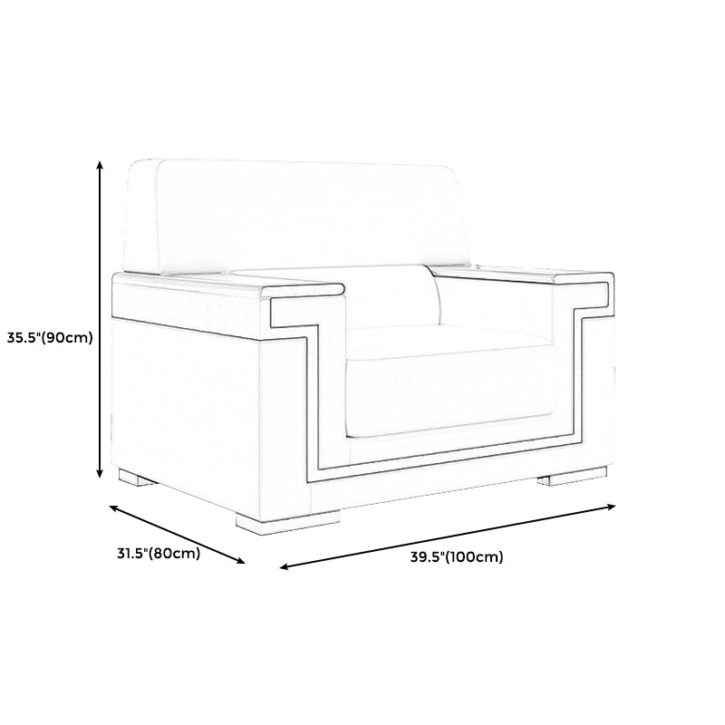 Contemporary Tight Back Standard Sofa 35.43"High Square Arm Sofa, Beige
