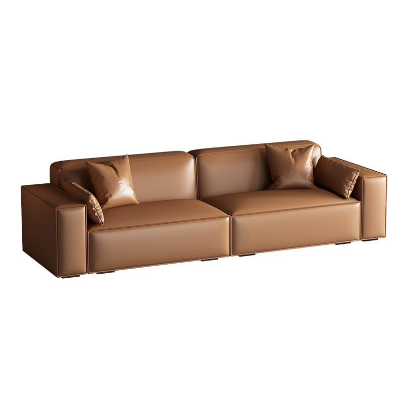 Faux Leather Modern Standard Sofa 37"W Square Arm Sofa  Sofa  Living Room