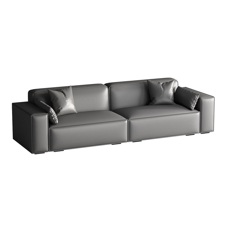 Faux Leather Modern Standard Sofa 37"W Square Arm Sofa  Sofa  Living Room