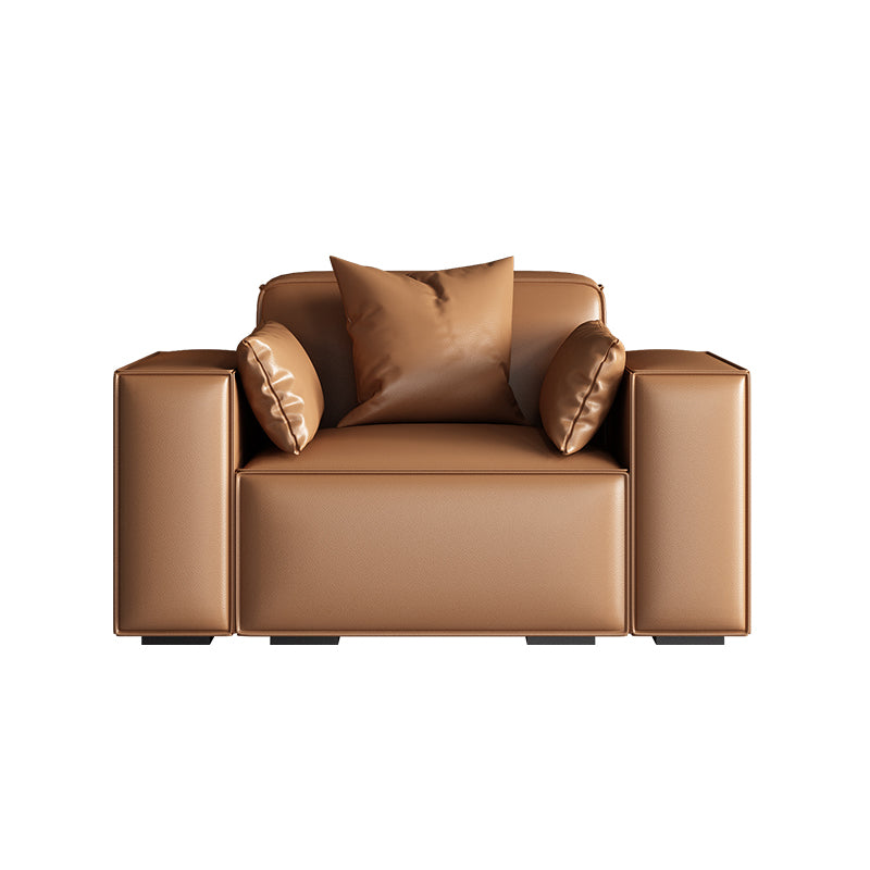 Faux Leather Modern Standard Sofa 37"W Square Arm Sofa  Sofa  Living Room
