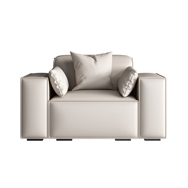 Faux Leather Modern Standard Sofa 37"W Square Arm Sofa  Sofa  Living Room