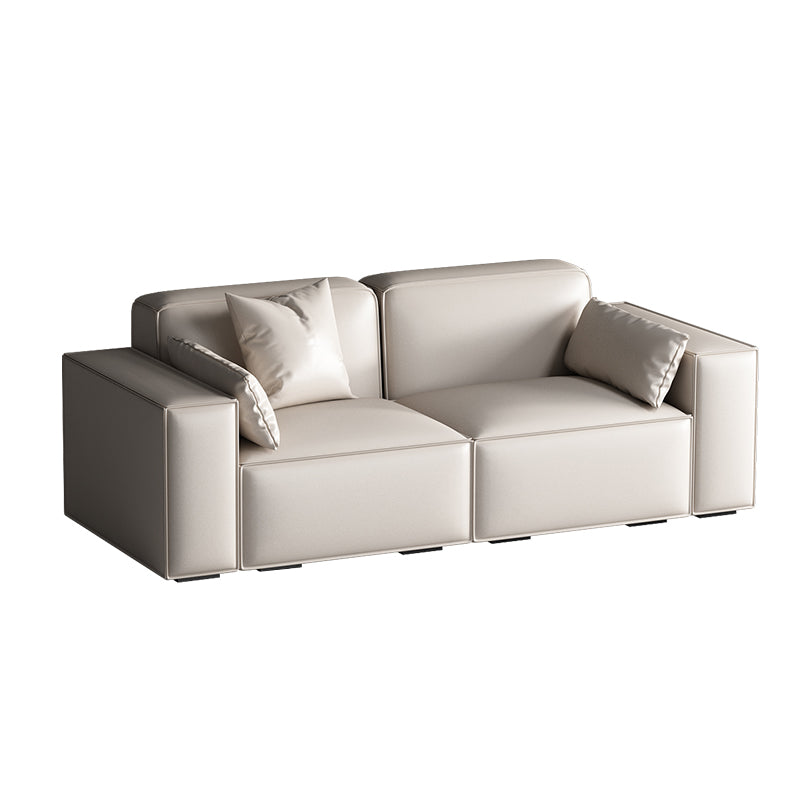 Faux Leather Modern Standard Sofa 37"W Square Arm Sofa  Sofa  Living Room