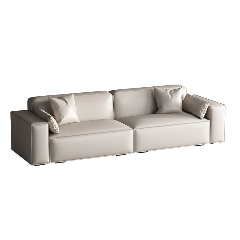 Faux Leather Modern Standard Sofa 37"W Square Arm Sofa  Sofa  Living Room