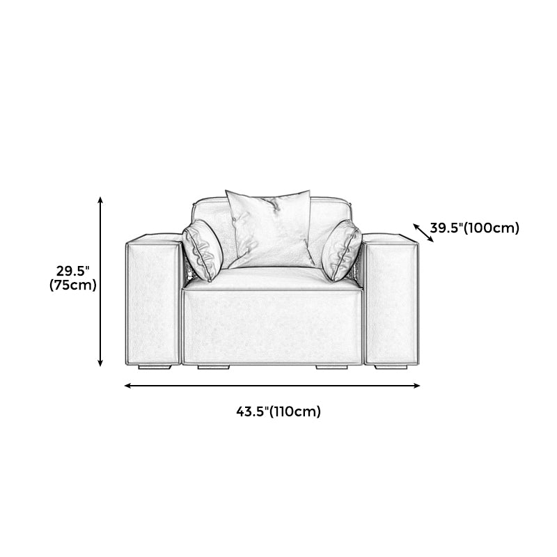 Faux Leather Modern Standard Sofa 37"W Square Arm Sofa  Sofa  Living Room
