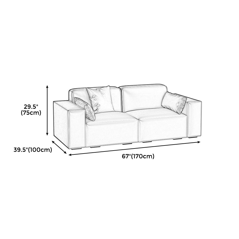 Faux Leather Modern Standard Sofa 37"W Square Arm Sofa  Sofa  Living Room