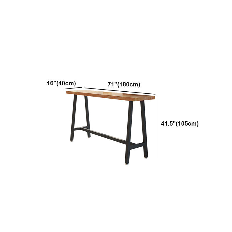 Mesa de barra de estilo moderno marrón mesa de madera sólida y cafetería de la cafetería del pie de hierro negro