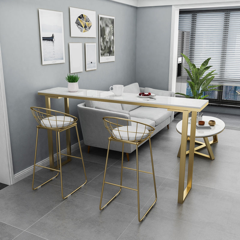 White and Black Glam Style Table Marble and Metal Coffee Shop Bar Table