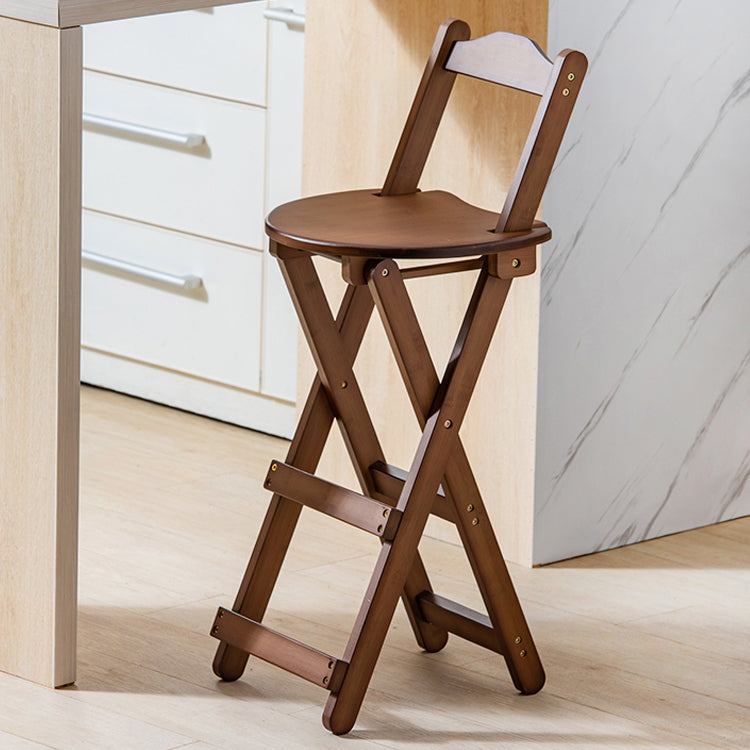 Modern Armless Backrest Counter Stool Wood Study Bar Stool with Wooden Seat and Pedal