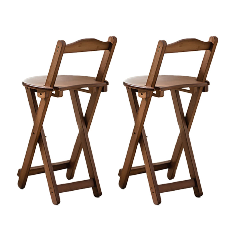 Modern Armless Backrest Counter Stool Wood Study Bar Stool with Wooden Seat and Pedal