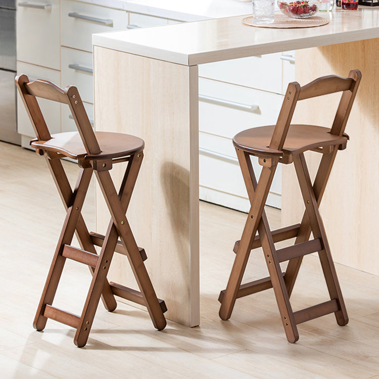 Modern Armless Backrest Counter Stool Wood Study Bar Stool with Wooden Seat and Pedal