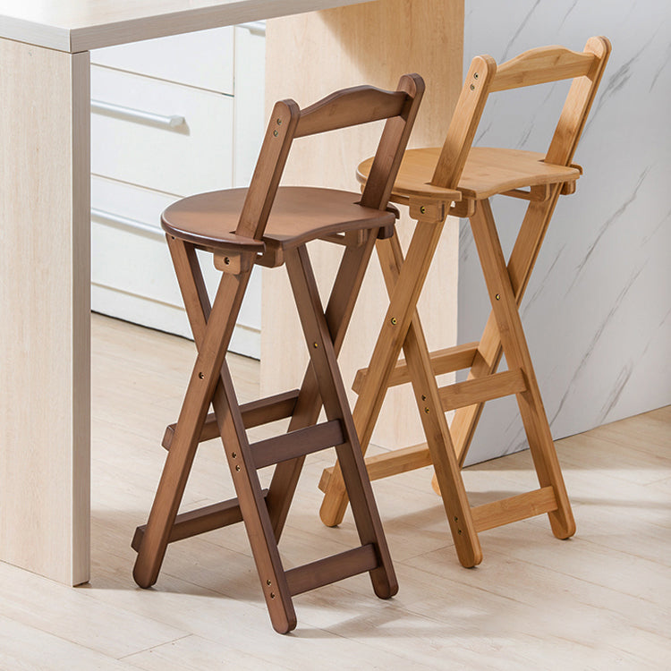 Modern Armless Backrest Counter Stool Wood Study Bar Stool with Wooden Seat and Pedal