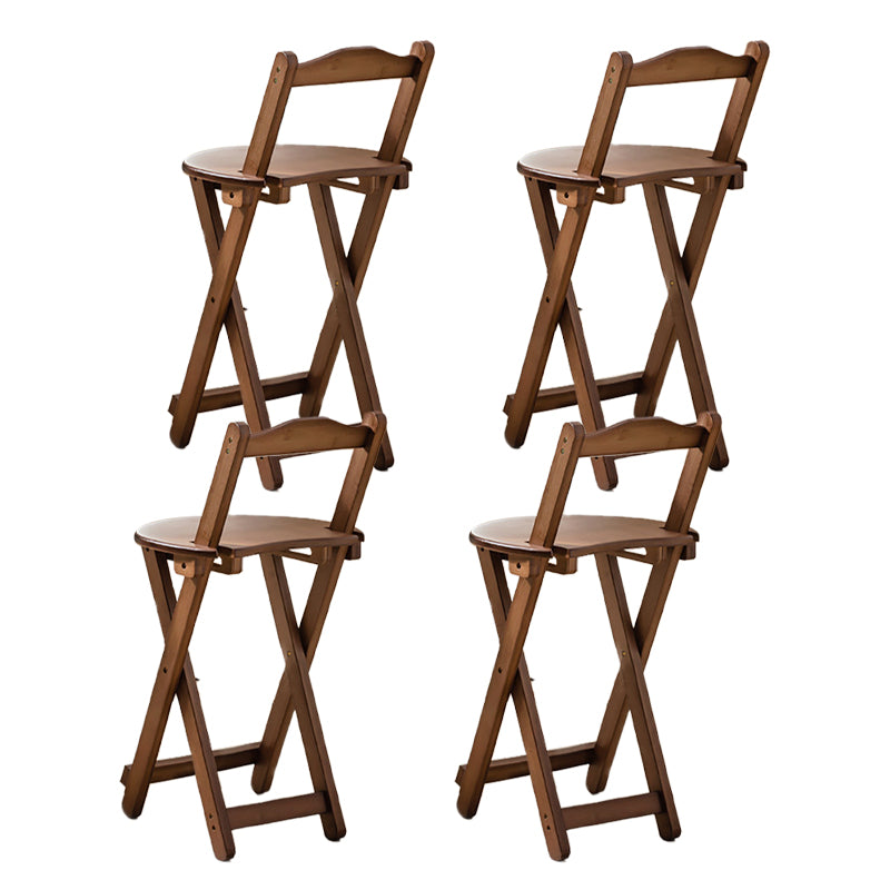 Modern Armless Backrest Counter Stool Wood Study Bar Stool with Wooden Seat and Pedal