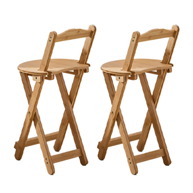 Modern Armless Backrest Counter Stool Wood Study Bar Stool with Wooden Seat and Pedal