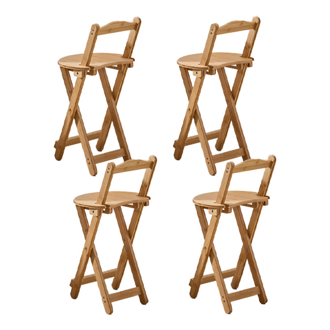 Modern Armless Backrest Counter Stool Wood Study Bar Stool with Wooden Seat and Pedal