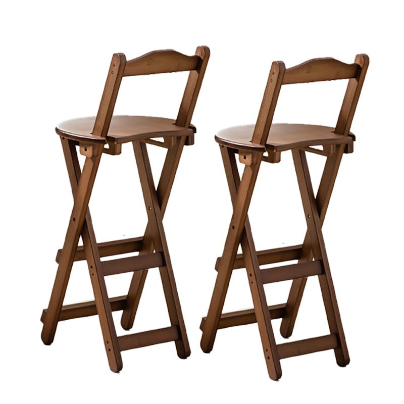 Modern Armless Backrest Counter Stool Wood Study Bar Stool with Wooden Seat and Pedal