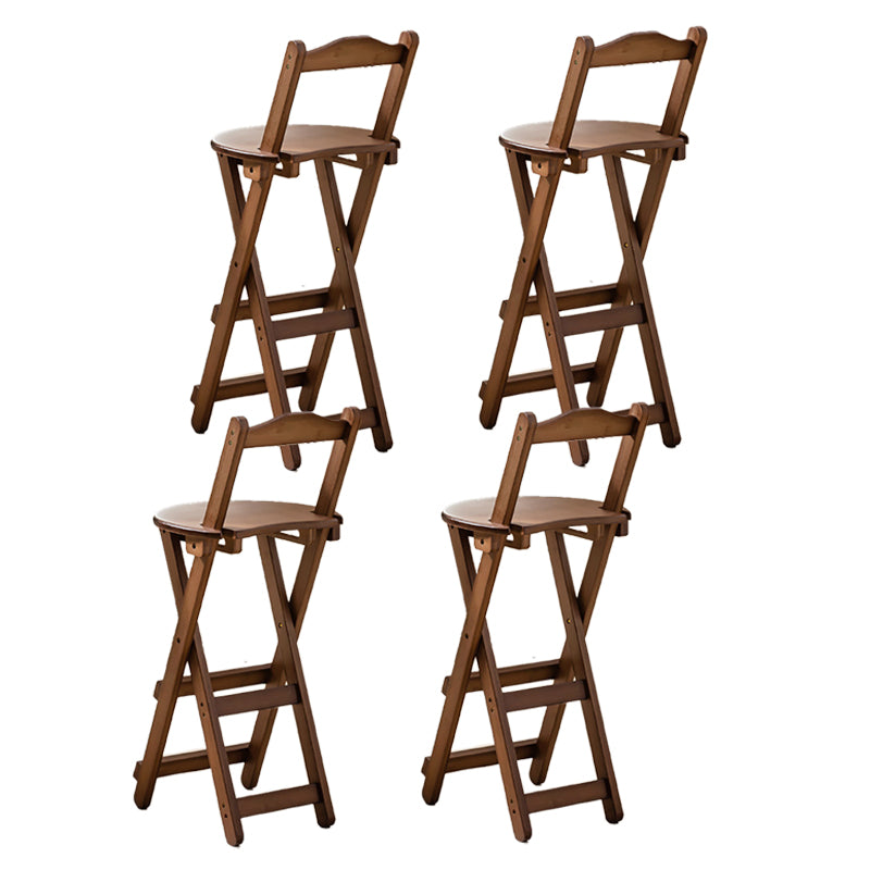 Modern Armless Backrest Counter Stool Wood Study Bar Stool with Wooden Seat and Pedal