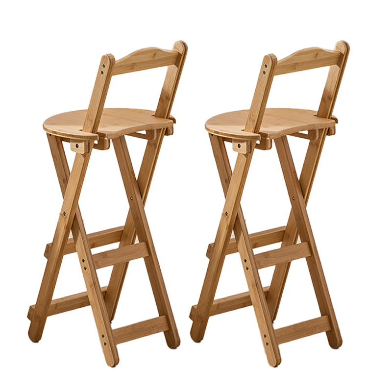 Modern Armless Backrest Counter Stool Wood Study Bar Stool with Wooden Seat and Pedal