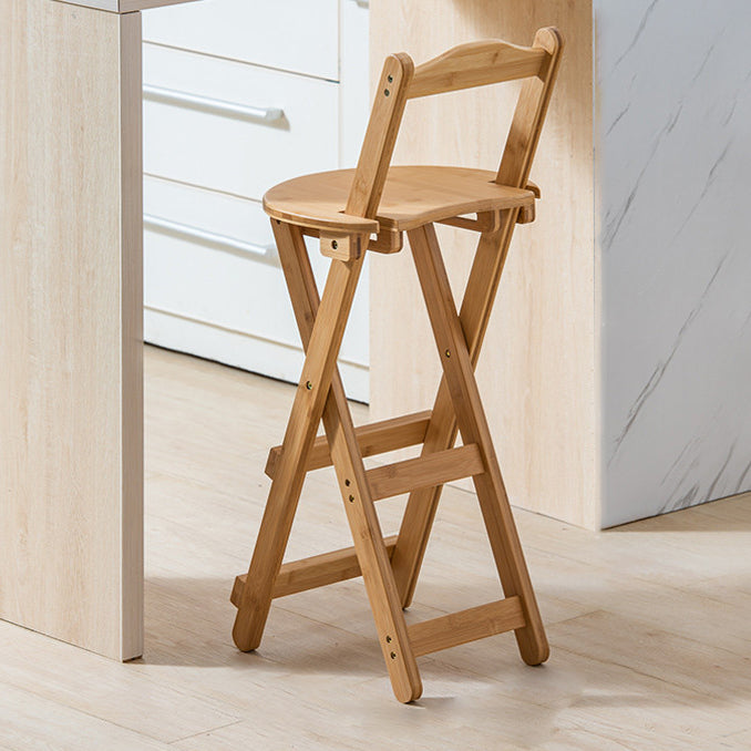 Modern Armless Backrest Counter Stool Wood Study Bar Stool with Wooden Seat and Pedal