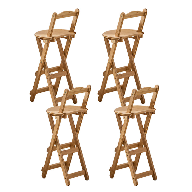 Modern Armless Backrest Counter Stool Wood Study Bar Stool with Wooden Seat and Pedal
