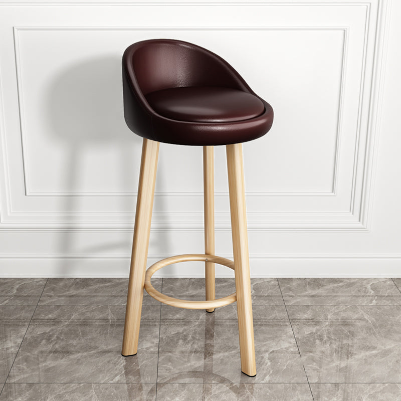Modern Armless Backrest Counter Stool Steel Single Bar Stool with Cushion and Pedal