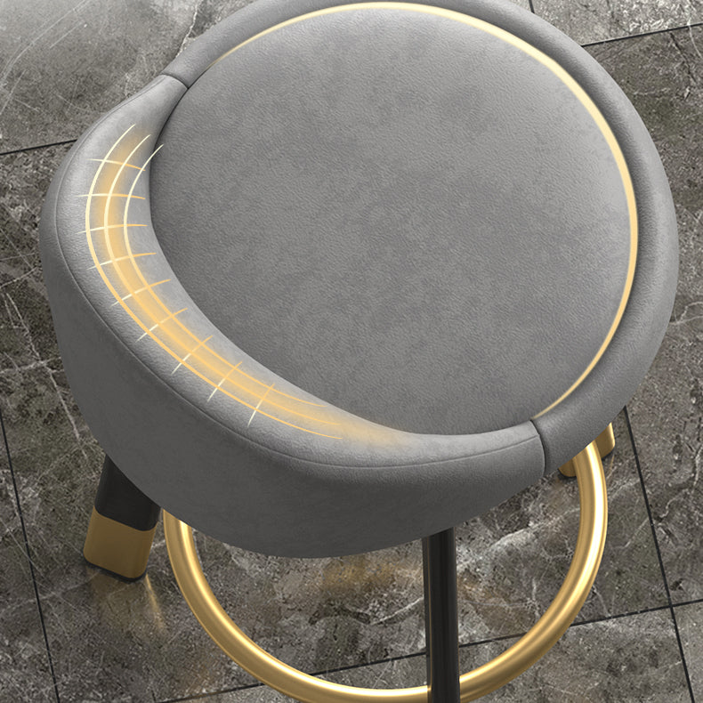 Modern Armless Backrest Counter Stool Steel Single Bar Stool with Cushion and Pedal