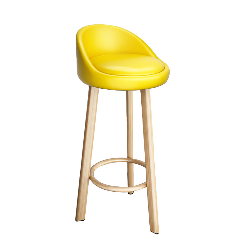 Modern Armless Backrest Counter Stool Steel Single Bar Stool with Cushion and Pedal