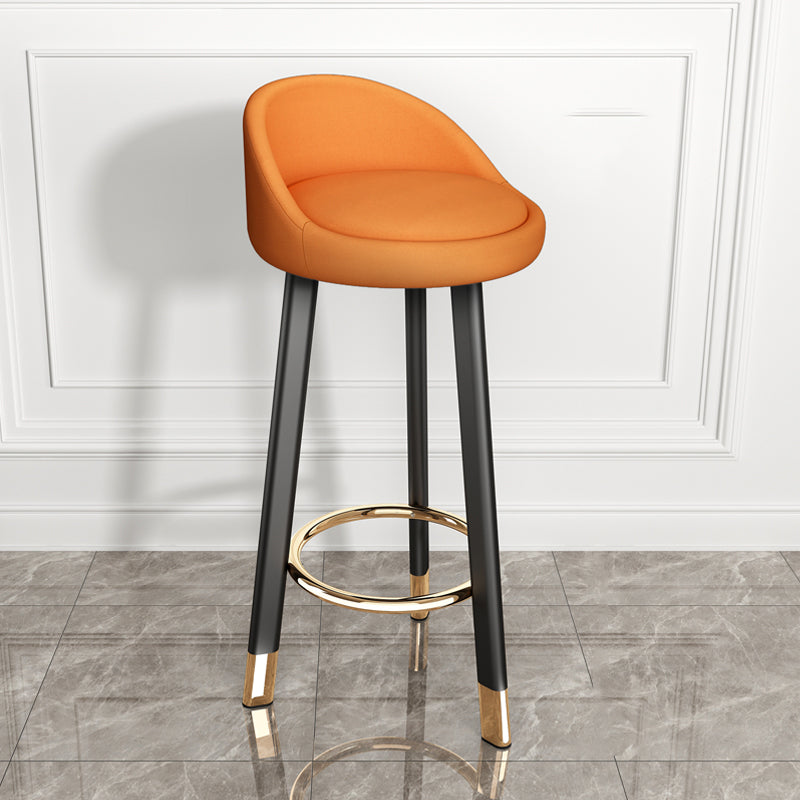 Modern Armless Backrest Counter Stool Steel Single Bar Stool with Cushion and Pedal