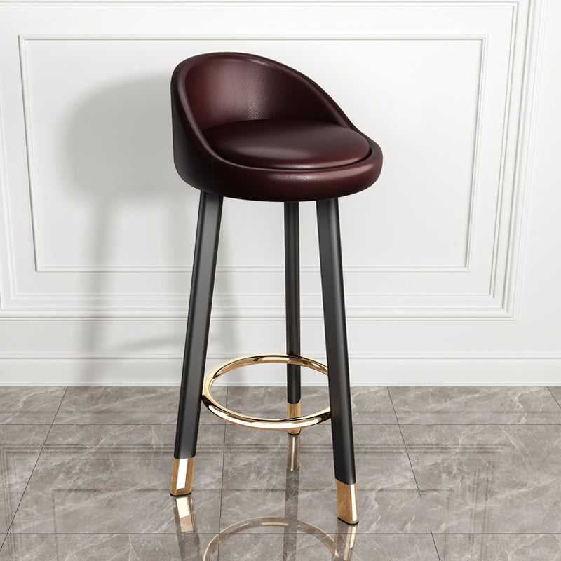 Modern Armless Backrest Counter Stool Steel Single Bar Stool with Cushion and Pedal
