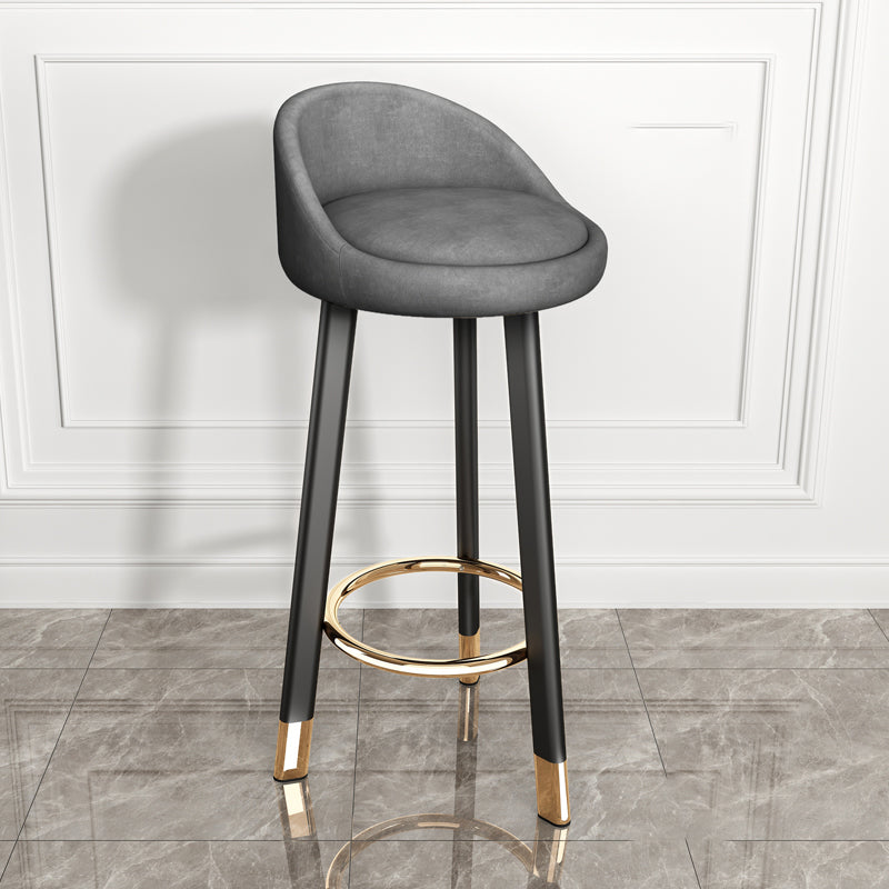 Modern Armless Backrest Counter Stool Steel Single Bar Stool with Cushion and Pedal