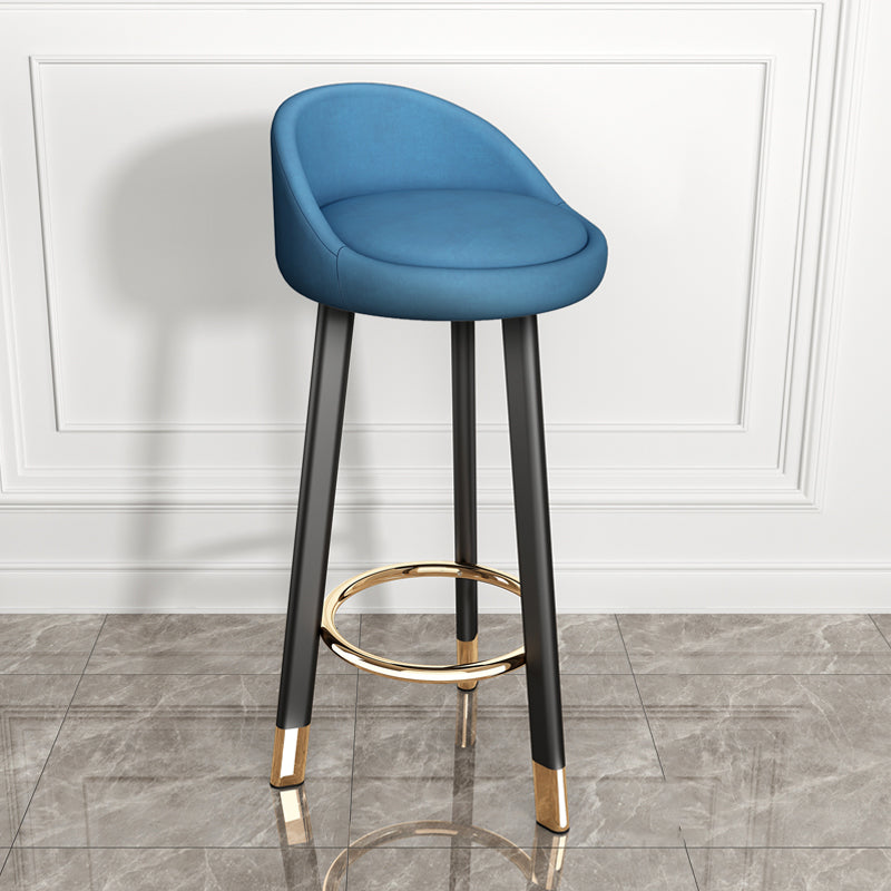 Modern Armless Backrest Counter Stool Steel Single Bar Stool with Cushion and Pedal