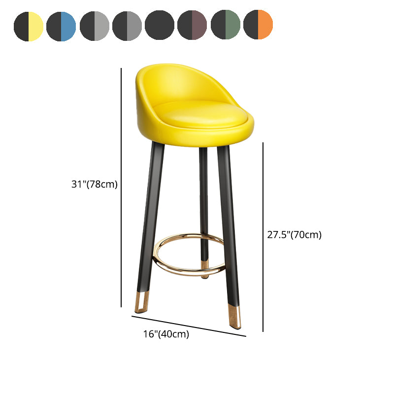 Modern Armless Backrest Counter Stool Steel Single Bar Stool with Cushion and Pedal