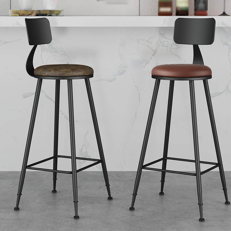 Industrielle armlose Rückenlehne Counterhocker Iron Barhocker mit Lederkissen