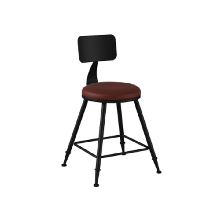 Industrielle armlose Rückenlehne Counterhocker Iron Barhocker mit Lederkissen
