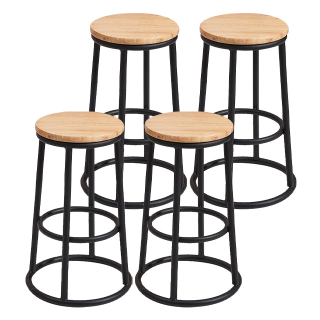 Moderner Holz-Barhocker mit Metallfußstütze, runder Barhocker