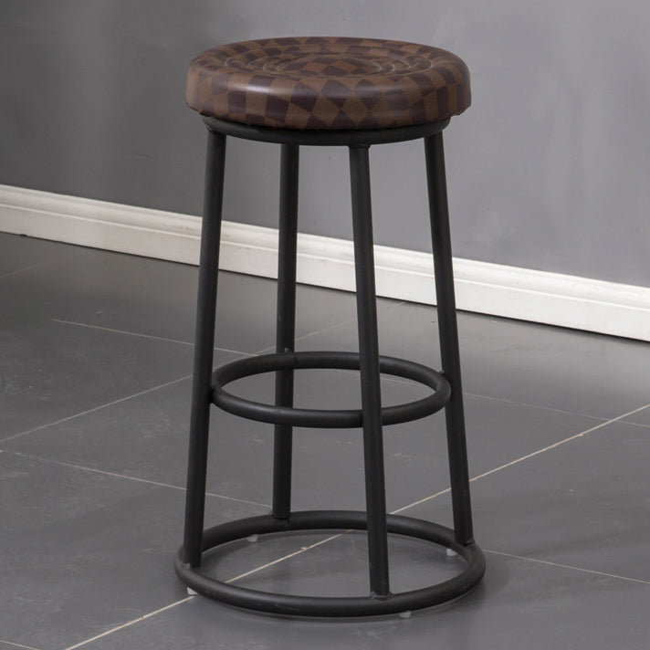 Moderner Holz-Barhocker mit Metallfußstütze, runder Barhocker