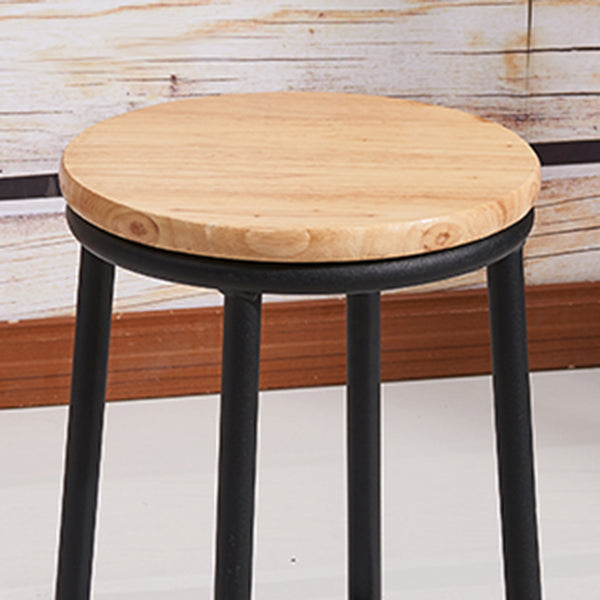 Moderner Holz-Barhocker mit Metallfußstütze, runder Barhocker